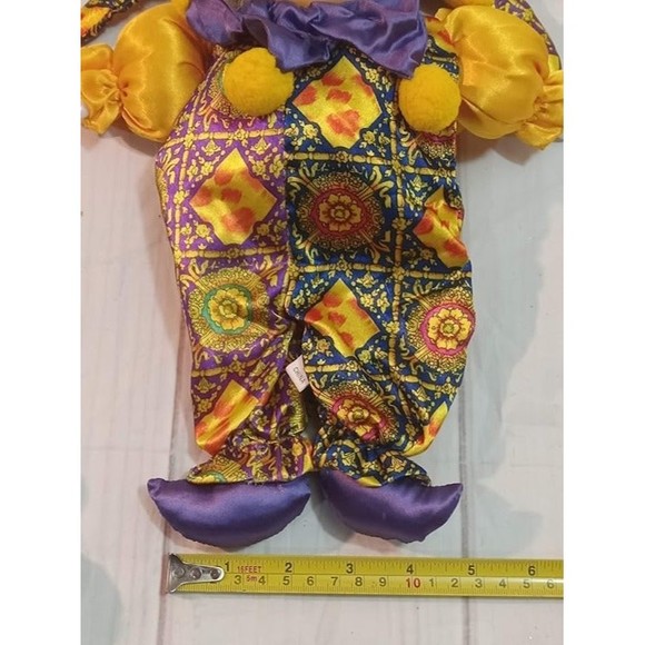 Vintage 10'' Mardi Gras Jester Doll Porcelain Head Clown Figure - Picture 7 of 7